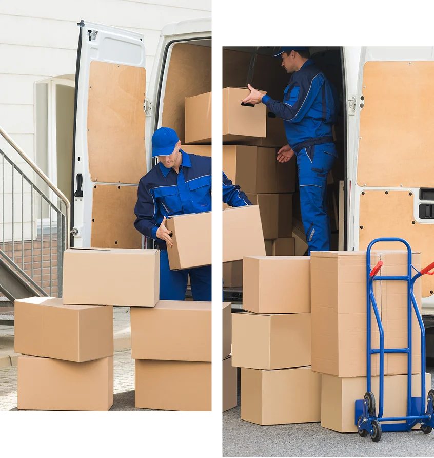 Union (12) Workers loading boxes into a van.